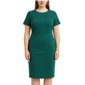 Alexia Admor Scuba Midi Sheath Dress in Teal size Large